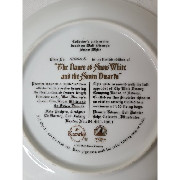 VTG Knowles Disney The Dance Of Snow White and The Seven Dwarfs Collector Plate - Picture 3 of 4